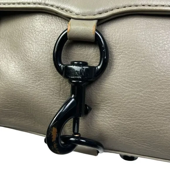 REBECCA MINKOFF Mac M.A.C. Leather Crossbody Shoulder Bag Purse Gray Chain - Picture 3 of 12